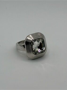 Lia Sophia Silver-Tone Ring with Clear Faceted Stone